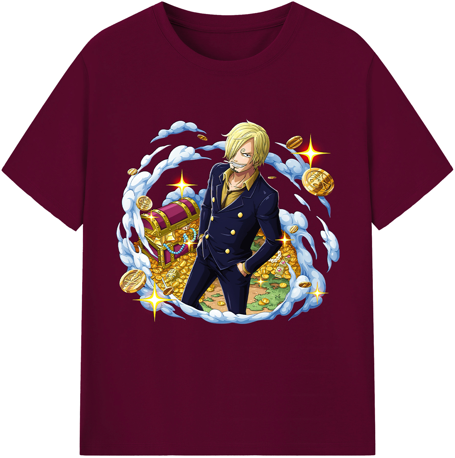 （画像用） ワンピース サンジ ONE PIECE Sanji レディースカジュアルプリントTシャツ（綿100％）